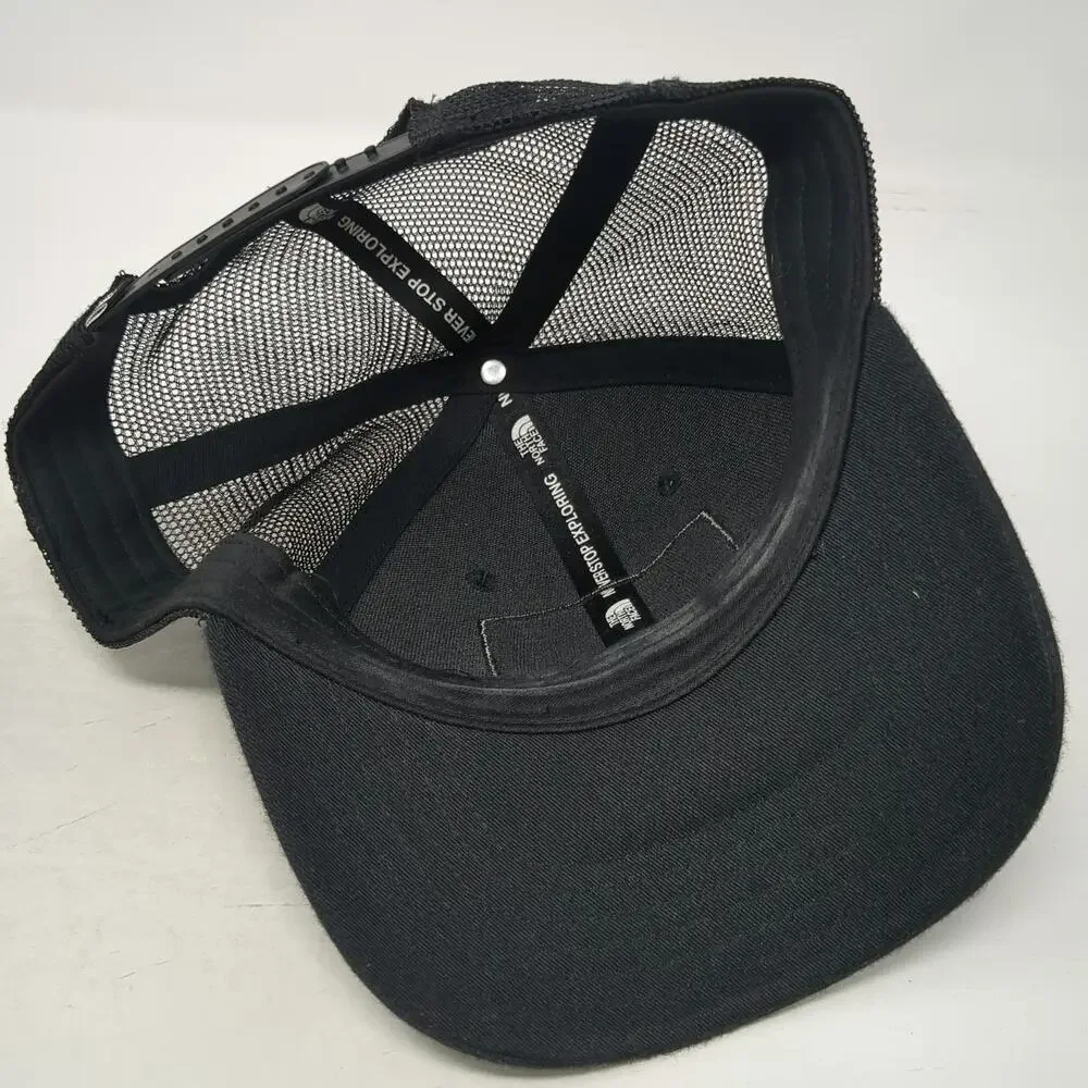 The North Face Trucker Hat Black One Size Mesh Back Snapback Alpine Logo Patch